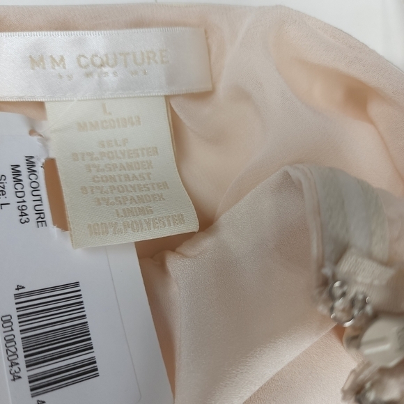 New MM COUTURE Orange Tan Waterfall One Shoulder Dress Sz L - Picture 6 of 11